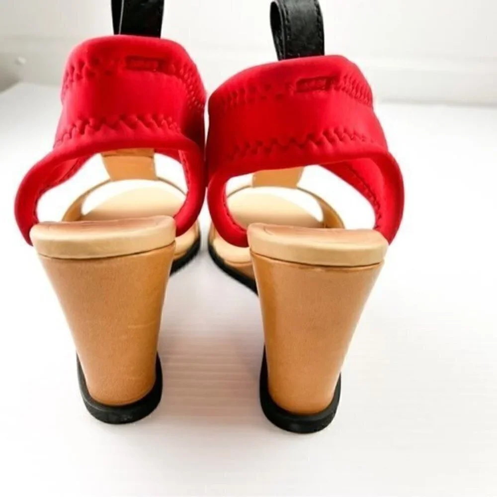 Maison Margiela MM6 Women's  size 10 Tan Red Leather Wedges Sandals Shoes